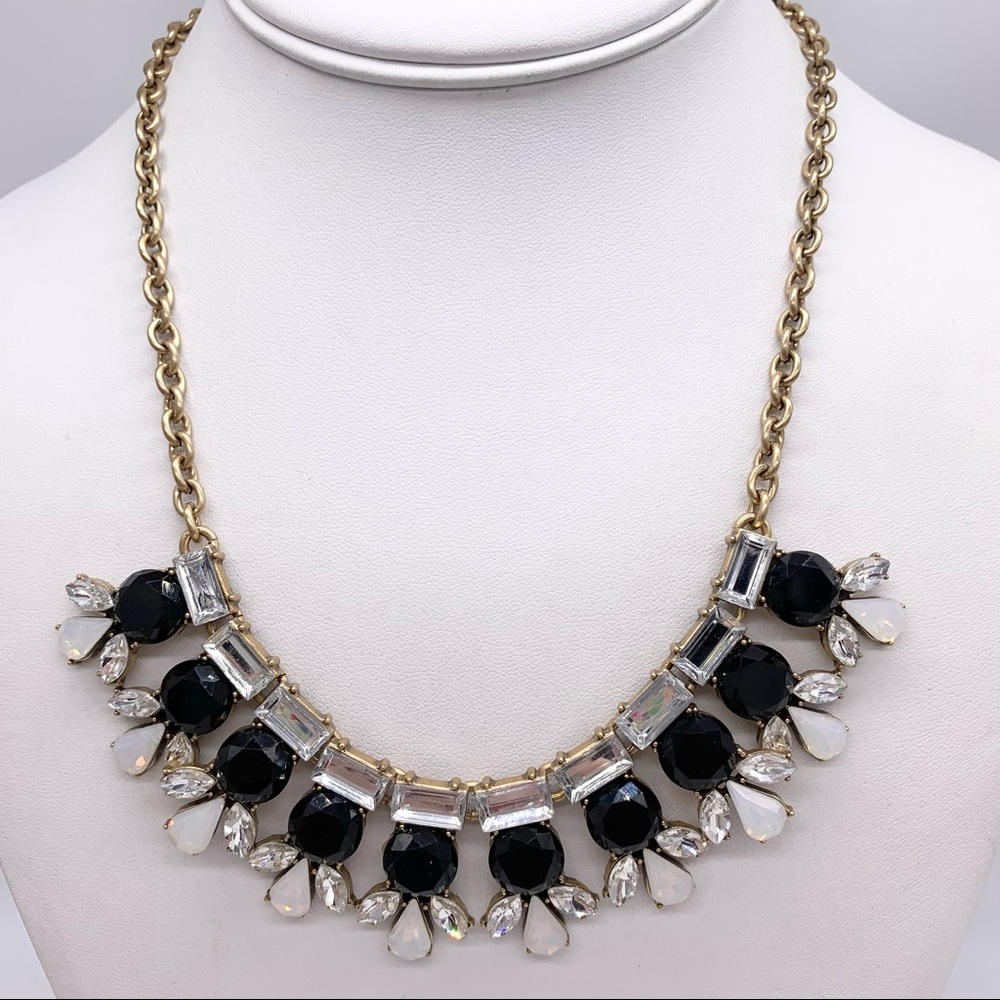 J. Crew Black and Opalescent Jeweled Necklace